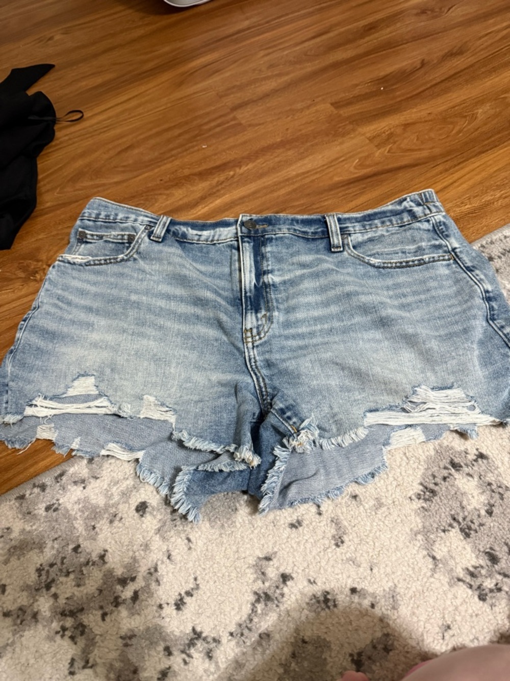 aerie Light Wash Distressed Denim Cutoff Shorts